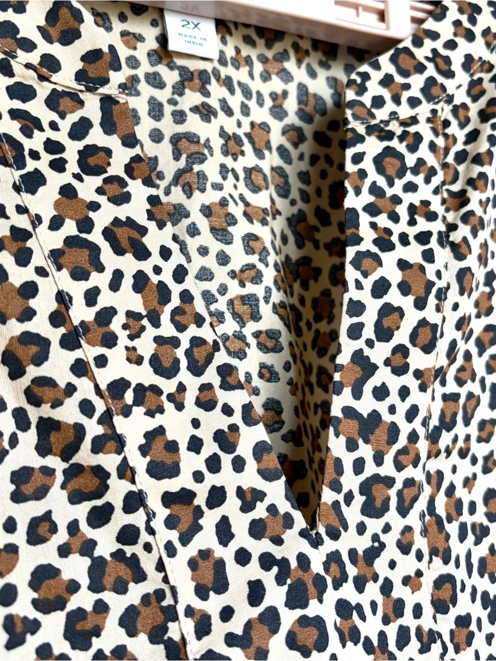 J.Crew Leopard Print Popover Blouse Women 2X Long Sleeve Split Neck SP25 EUC